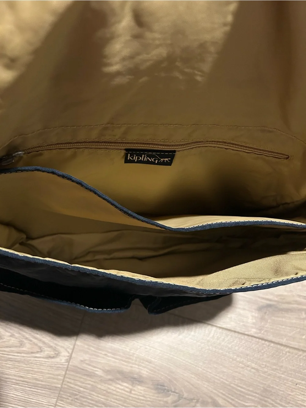 Kipling Dark Blue Expandable Messenger Bag with Monkey Charm